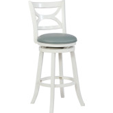 Sawyer Bar Stool in Cream Wood with Light Blue Leatherette